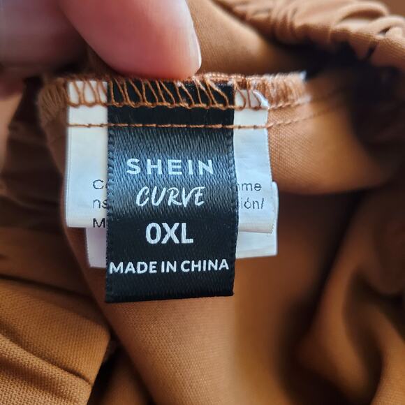 SHEIN Curve Brown Sheer Lightweight Wide Leg Pants Size 0XL - Picture 6 of 7